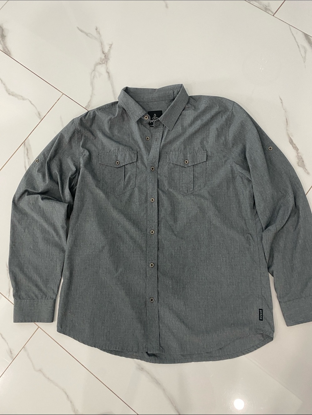 Prana Men's Long-Sleeve Button-Down Shirt — Charcoal